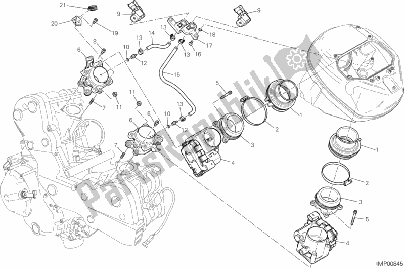 All parts for the Throttle Body of the Ducati Hypermotard Hyperstrada Brasil 821 2016
